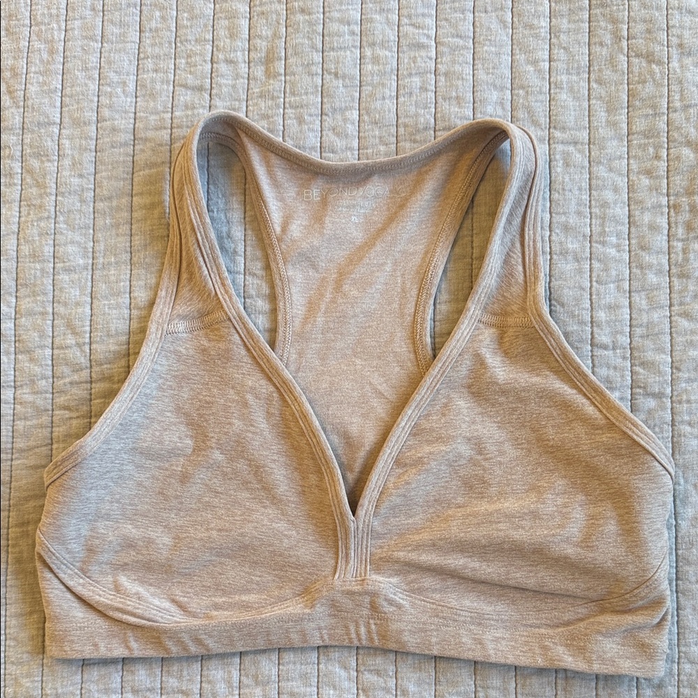 Beyond Yoga Light Heather Brown Sports Bra Size XL
